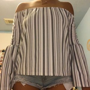 Black & White Striped Off The Shoulder